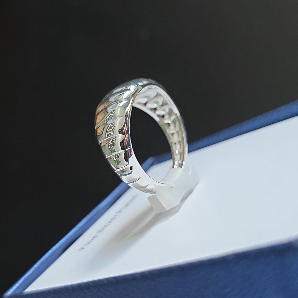 Silver Plated Ribbed Band Statement Ring | Size 10 - Picture 7 of 17